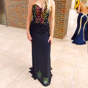 Sherri Hill Black Gown with rhinestones